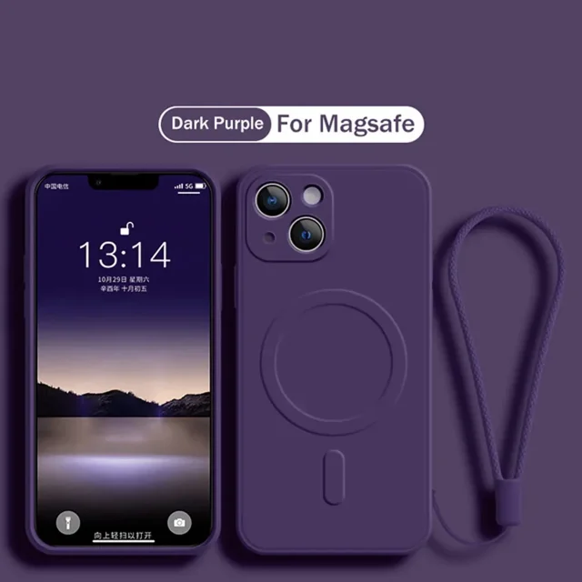 Liquid Silicone Case For iPhone 15 14 13 12 11 Pro Max Mini XR Xs Plus SE Phone Magnetic Wireless Charging For Cover
