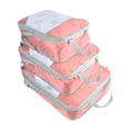 thumbnail image 1 of 3 cubos de compresión para maletas, bolsas organizadoras impermeables para maletas, organizador de equipaje para el almacenamiento diario. Rosa con malla, 1 of 8