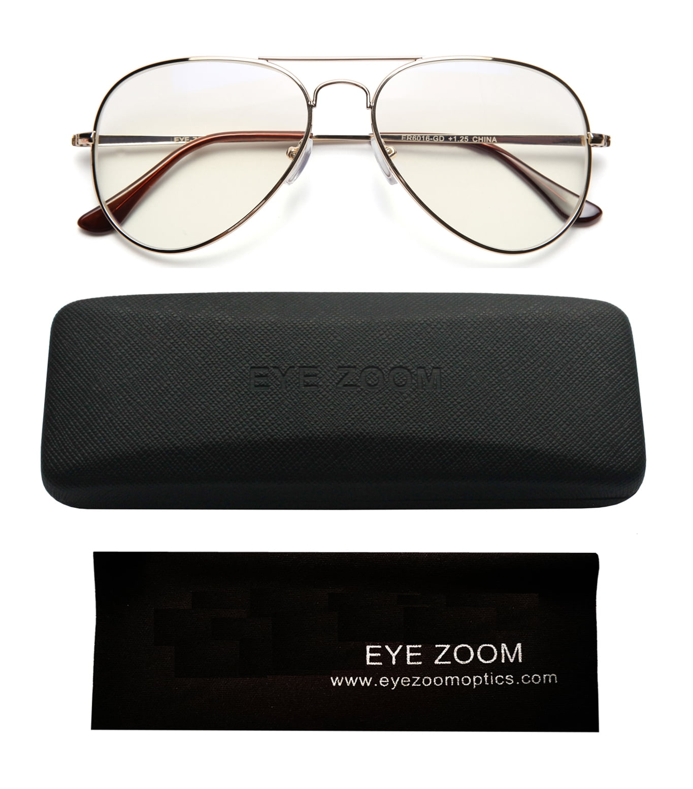 EYE ZOOM 2 Pack Aviator Style Blue Light Blocking Reading Glasses for Men and Women,Gold and Gunmetal,+2.00