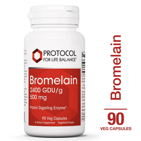 Protocol For Life Balance - Bromelain 2400 GDU/g 500 mg - Protein Digesting Enzyme, Supports Healthy Digestion, Nutrient Absorption, Reduce Inflammation, Gas & Stomach Pain Relief - 90 Veg (Best Supplements For Inflammation And Pain)