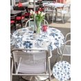 thumbnail image 5 of Outdoor Tablecloth with Umbrella Hole for Patio/Picnic/Party/Camping, Blue Tropical Plant Waterproof Table Cloth Round Cover Washable, Summer Palm Trees Coastal Nautical (Dia 54"), 5 of 8