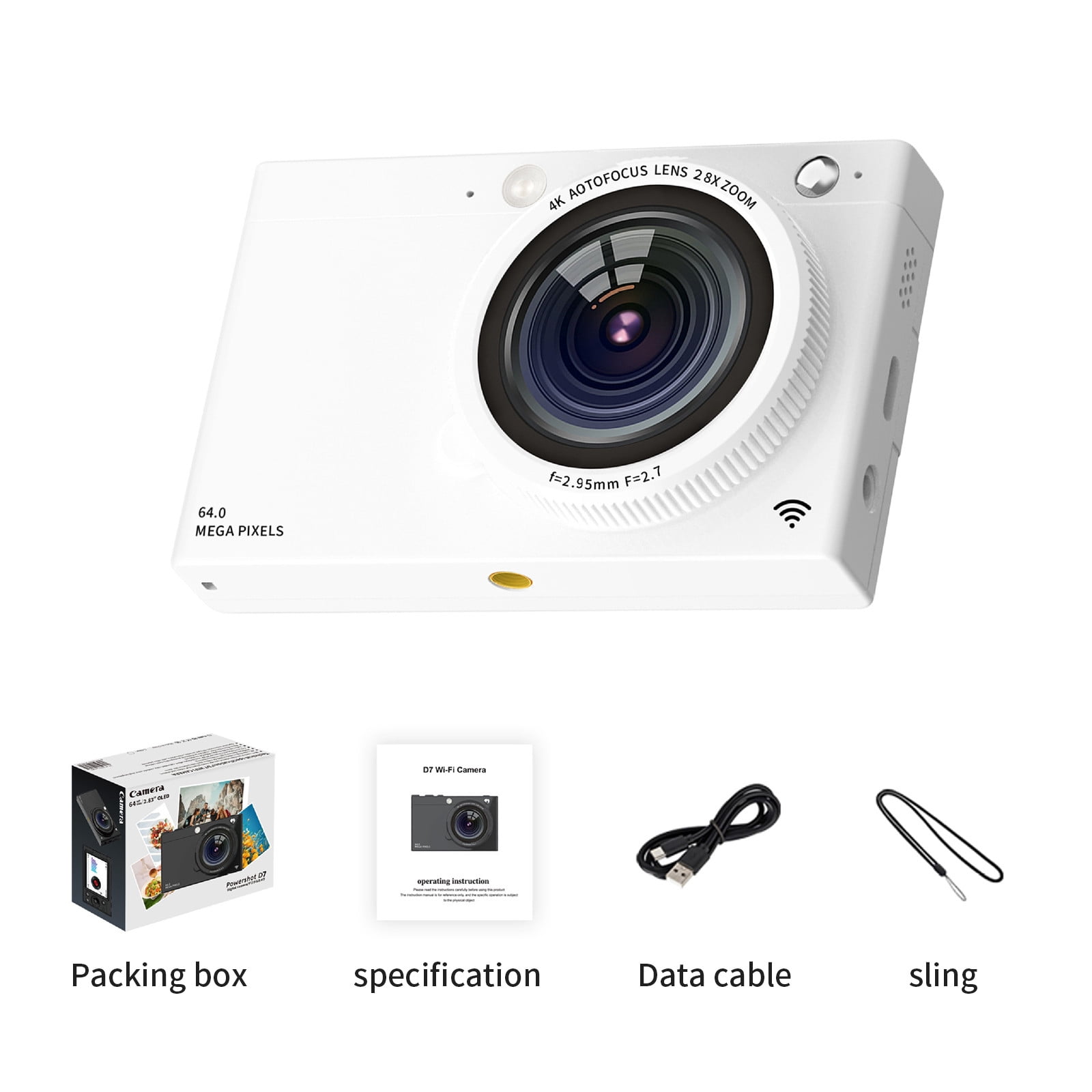 Bwiyojiz 64MP FHD Digital Camera with WiFi.83in Screen Take Photos and Videos Travel Camcorder 28X Digital Supports Transferring Photos To Mobile Phone, Gifts for Women