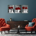 thumbnail image 2 of Wall Art Canvas Red Rose Painting Flower Wall Art Pictures For Bedroom Living Room 3 Piece Set Framed Home Decor Artworks 12"X16", 2 of 6