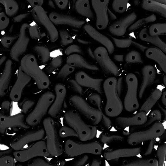 John Bead Czech Link Bead - Black, Matte, Fullcoat, Pkg of 40