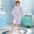 thumbnail image 5 of FORMRS Niños Bathrobe Unisex Hooded Robe Soft Plush Pajamas Sleepwear, Size 10-12T, Pink Daisy, 5 of 7
