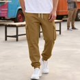 thumbnail image 3 of Dwellite Mens Sweatpants Drawstring Elastic Waist Cargo Joggers with Pockets Casual Fashion Solid Color Sweat Pants Camel 3XL, 3 of 9