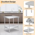 thumbnail image 3 of Kojooin Stainless Steel Table, Heavy Duty Worktable with Adjustable Undershelf, 2 Tier Metal Prep Table for Commercial Kitchen, Restaurant, Garages, 3 of 9