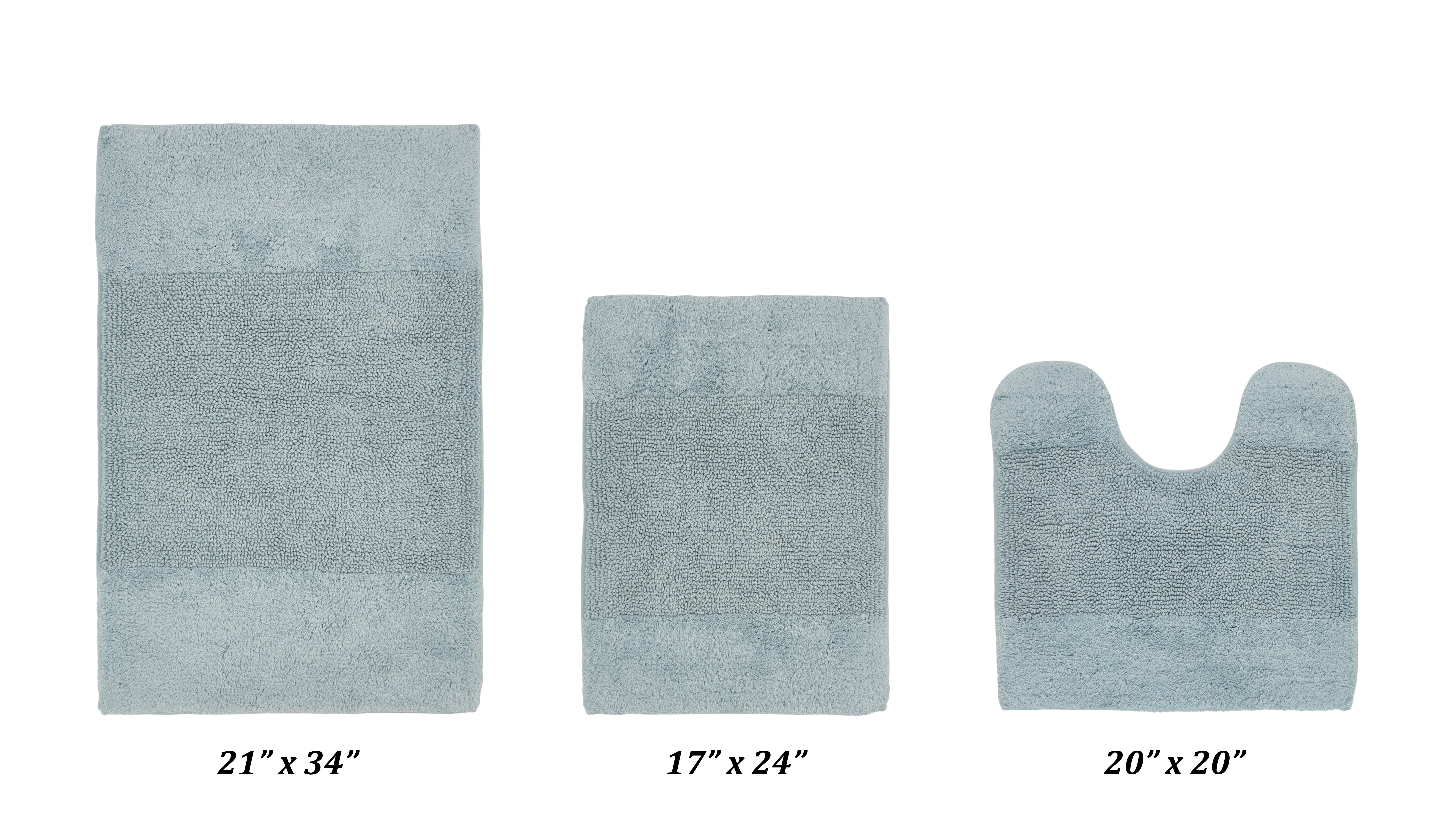 Better Trends 3 Piece Bathroom Rug Set, 100% Cotton, Extra Soft Tufted Bath Mat, Water Absorbent & Non Slip Bath Rug, (Blue) Granada Collection