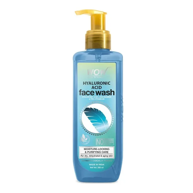 Wow Skin Science Hyaluronic Acid Face Wash - Facial Wash for Dry Skin & Intense Face Cleansing 200ml
