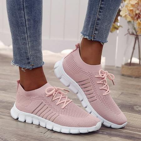 

SQUARE CARMEN Fashion Women Mesh Casual Lace-Up Sport Shoes Runing Breathable Shoes Sneakers Pink 37