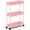 Pink, variant on 4 Tier Rolling Cart, Stackable Fruit Vegetable Basket with Wheels and 2 Hanging Basket, Kitchen Storage Metal Wire Basket Stand for Vegetable Snacks, Black