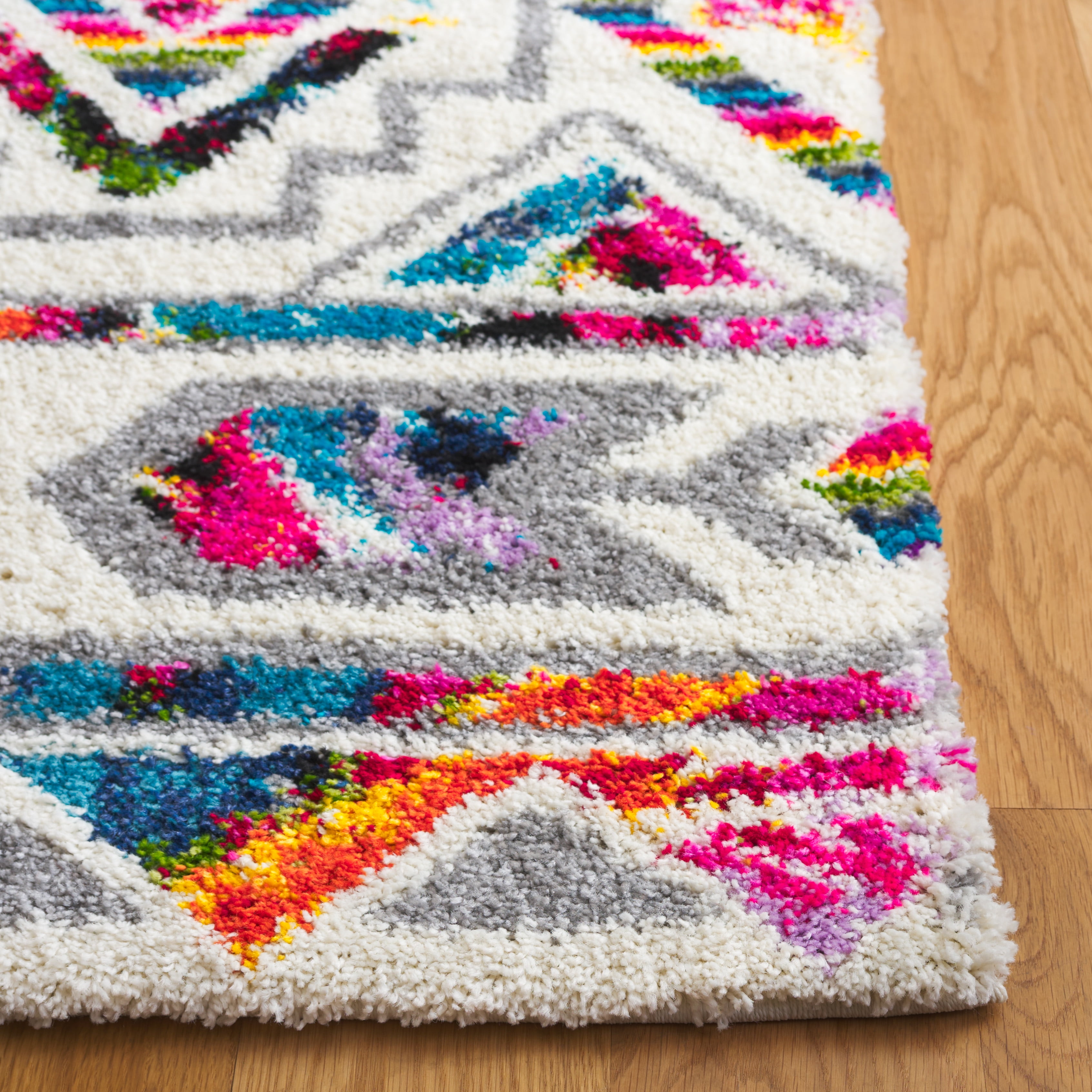 Safavieh Fiesta Shag Geometric Shag Area Rug, Cream/Multi, 9' x 12'