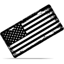 Zone Tech Tactical USA Flag License Plate - Black and White Grunge Thick Durable Novelty American Patriotic Pledge of Allegiance