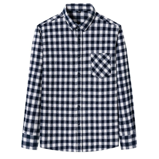 Camisas Hombre Manga Corta Camisa de manga larga para hombre Camisa de moda para hombre de talla grande informal a cuadros de lana de algodon White 3XL 46 Bodega Aurrera en linea