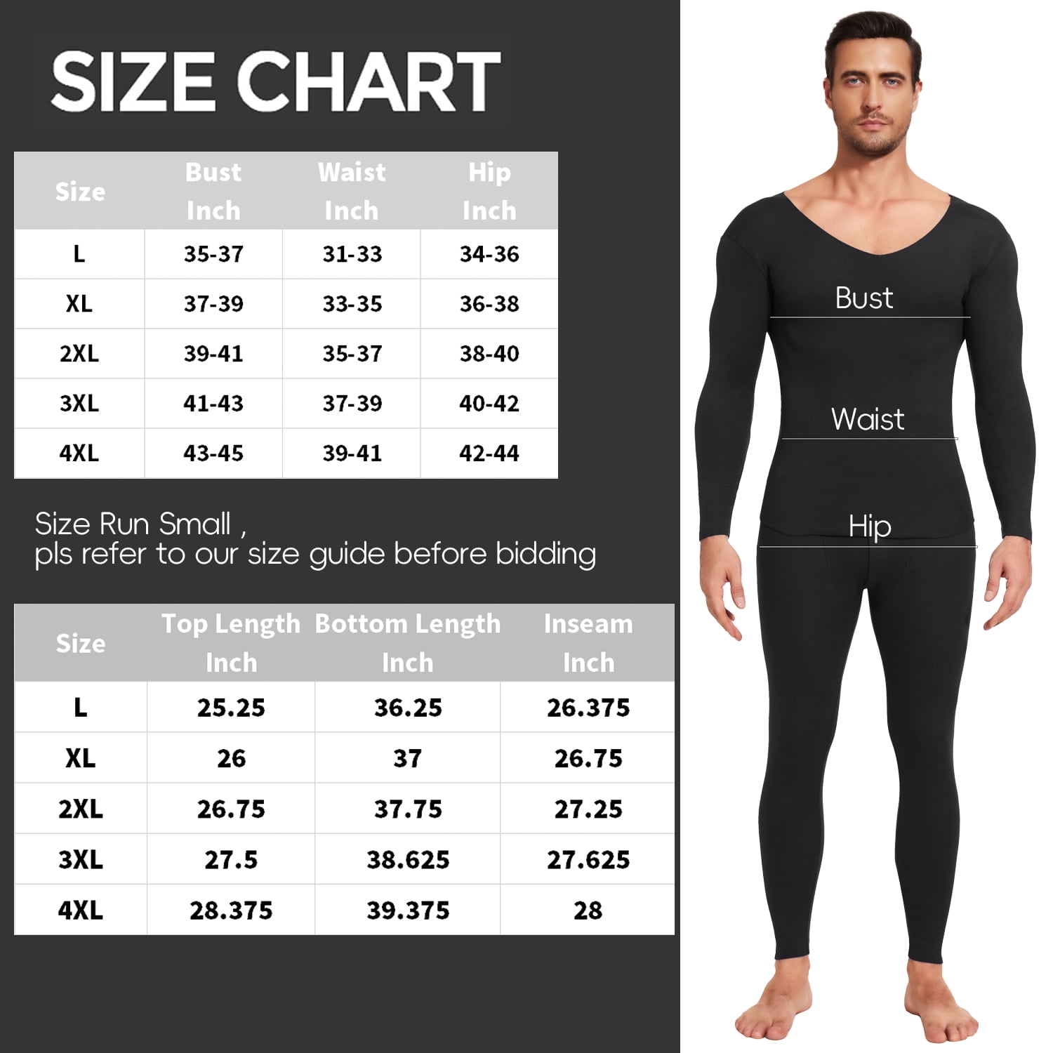 Lalamelon Men's Thermal Underwear Sets Fleece Lined Base Layer V Neck Long Johns Top Bottom Set