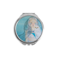 thumbnail image 1 of Miroir Compact à Main Style Chinois Owl Girl Bleu Blanc Rond Portable avec Poche en Verre, 1 of 3