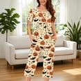 thumbnail image 3 of Juesizh Pajamas for Women Set Plus Size Halloween Print Loungewear Casual Comfy Short Sleeve Capris Pajamas, S-3XL, 3 of 7