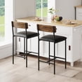 thumbnail image 1 of MIUUKA Upholstered Bar Stools,Set of 2 with Back Support & Footrest – Rustic Brown Counter Height Stools for Kitchen Island,Retro Color, 1 of 5