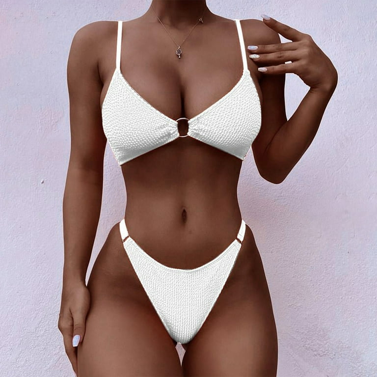 Sexy Bikini Swimsuit For Women Ribbed O-ring String Bikini Gift