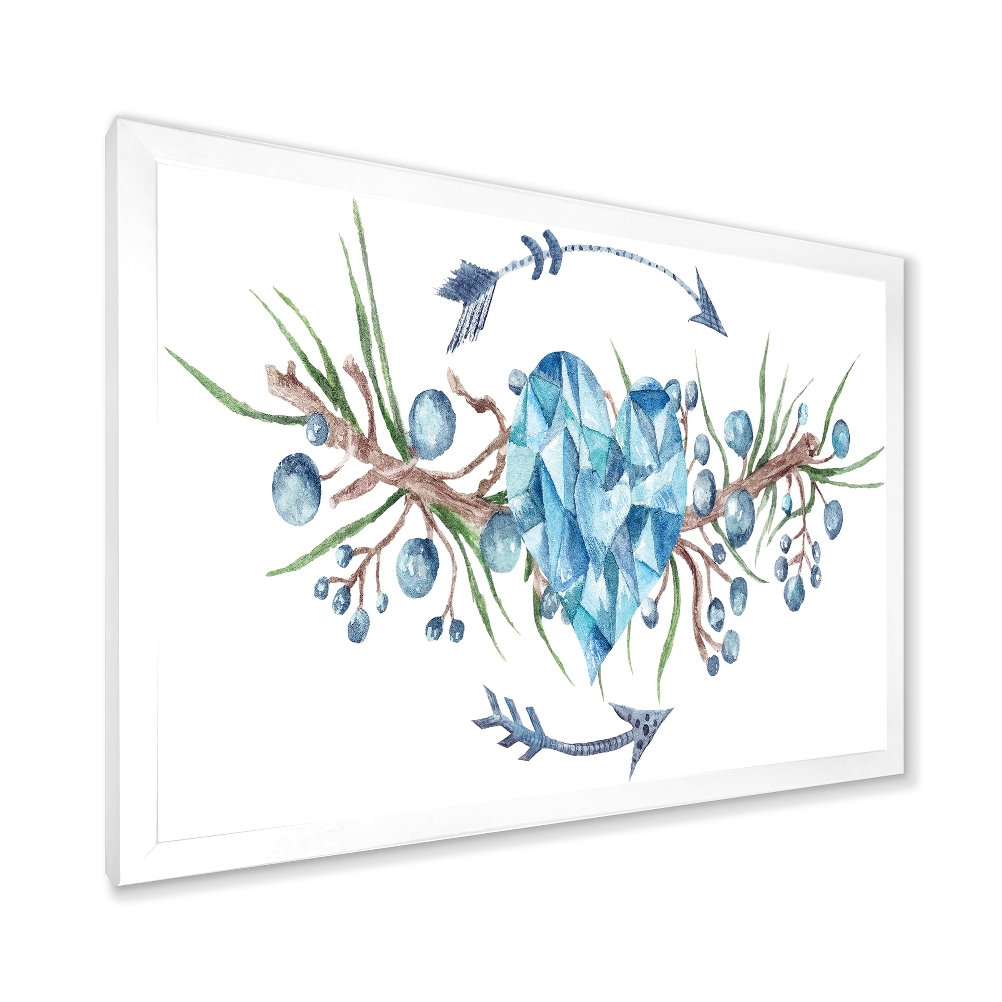 Designart 'Fresh Tribal Vignette Wild Forest Wreath Design On White II' Traditional Framed Art Print