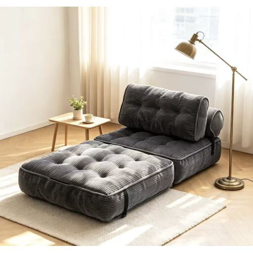 DRNANLIT Folding Sofa Bed, Convertible Sleeper Chair with Pillow & Back Support, Portable Fold-Out Mattress for Living Room, Grey