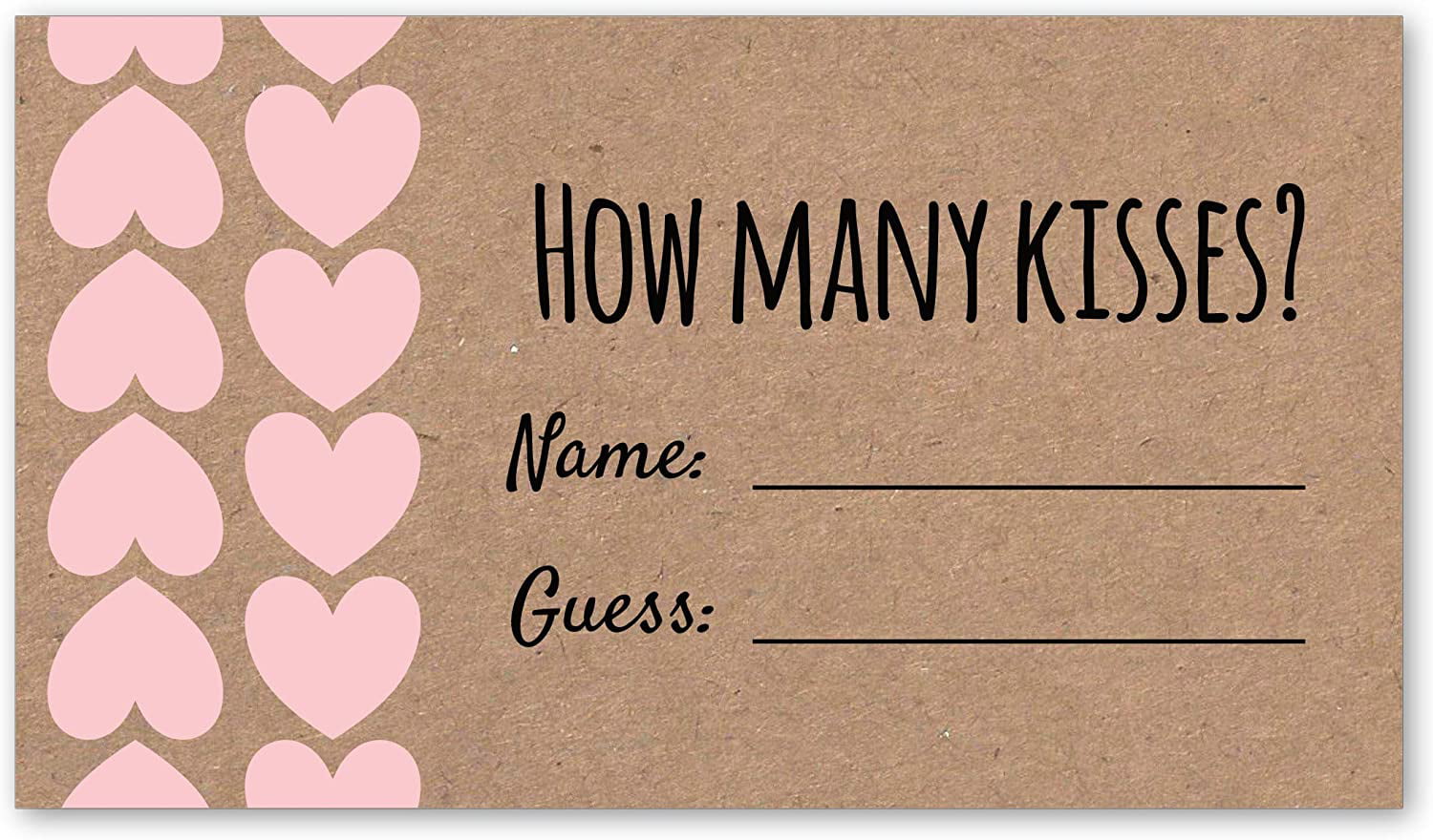 30 Cards, How Many Kisses for The Soon to be Mrs Bridal Shower Game 1 Sign 