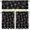 thumbnail image 4 of Halloween Spider Web Kitchen Curtains 3 Piece Black White Spider Web Room Window Curtains Valance and Tiers Halloween Home Decor Accessory M, 4 of 6