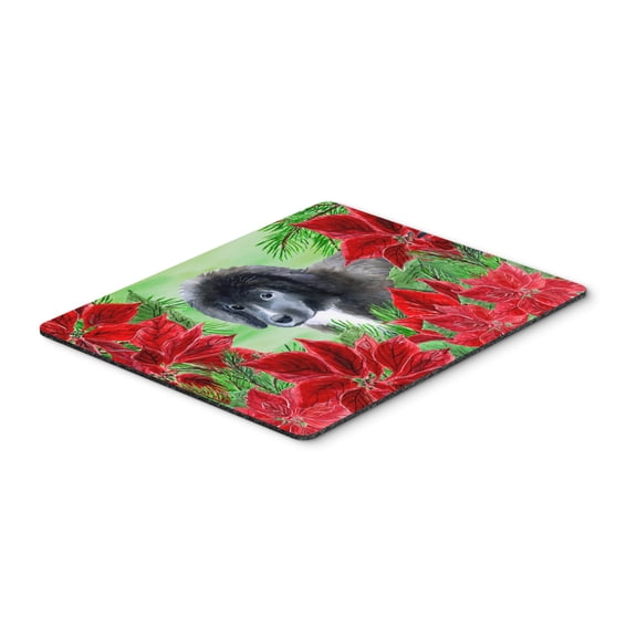 Newfoundland Puppy Poinsettas Mouse Pad Hot Pad or Trivet