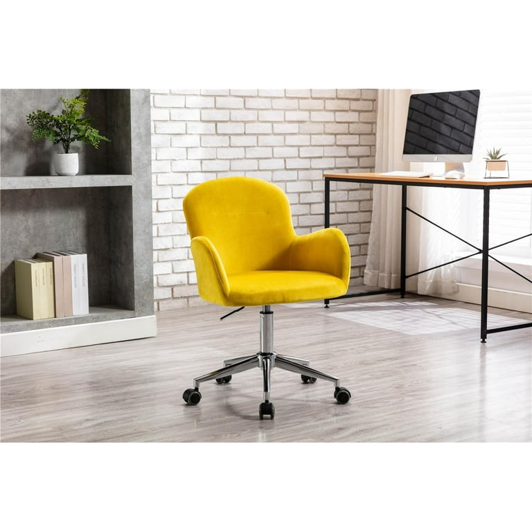 Yellow velvet sale swivel chair