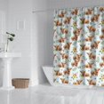 thumbnail image 2 of Blue Highland Cow Flower Leaf Pattern Shower Curtain 72"x84" ,Bathroom Decorative Shower Curtains Set with 12 Hooks,Modern Waterproof Washable Shower Curtain, 2 of 6