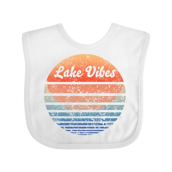 Inktastic Lake Vibes Distressed Retro Sunset Boys or Girls Baby Bib