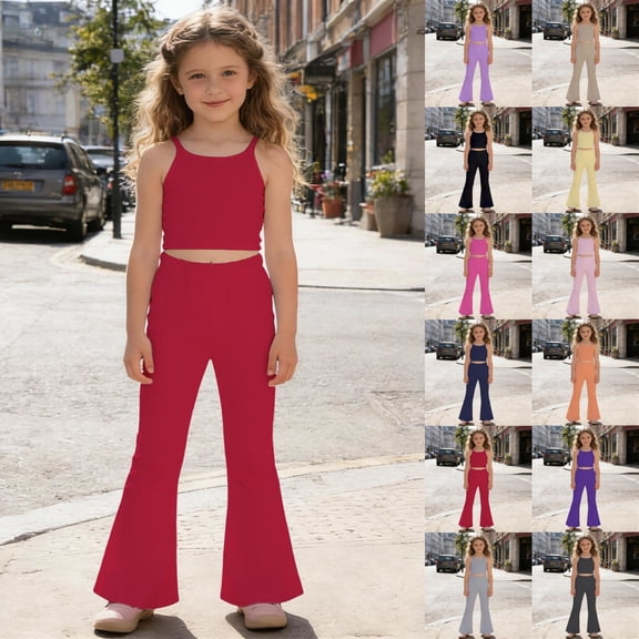 Gunia Flared Pants For Girls High Waist Soft Stretch Casual With Pockets Comfortable Everyday Wear 3-13 Years