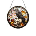 thumbnail image 2 of Costeam Halloween Dark Crow Suncatcher Stained Glass Window Hanging Raven Ornament Wall Home Room Kitchen Decor Gothic Sun Catcher Gifts for Birthday Halloween Christmas Fall Holiday, 2 of 9