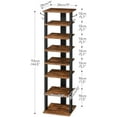 thumbnail image 6 of 8 Tiers Vertical Shoe Rack, Wooden Shoe Storage Organizer with Hooks, Narrow Shoe Tower for 8 Pairs, Space Saving, for Entryway, Living Room, Bedroom, Rustic Brown BF07XJ01G1, 6 of 9
