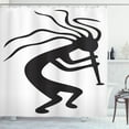 thumbnail image 1 of Ambesonne Kokopelli Shower Curtain, Monochrome Tribal Figure, 69"Wx84"L, Dark Taupe and White, 1 of 3