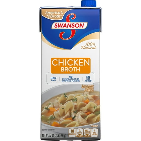 (6 Pack) Swanson Chicken Broth, 32 oz. Carton (Best Canned Chicken Broth)