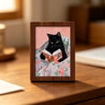 thumbnail image 4 of Reading Cats Mini Framed Wall Art – Floral Cat Print Wood Decor,D, 4 of 6