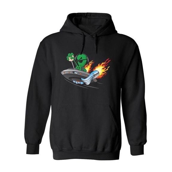 Alien Ufo Hot Rod Hoodie Men -Image by Shutterstock, Male x-Large