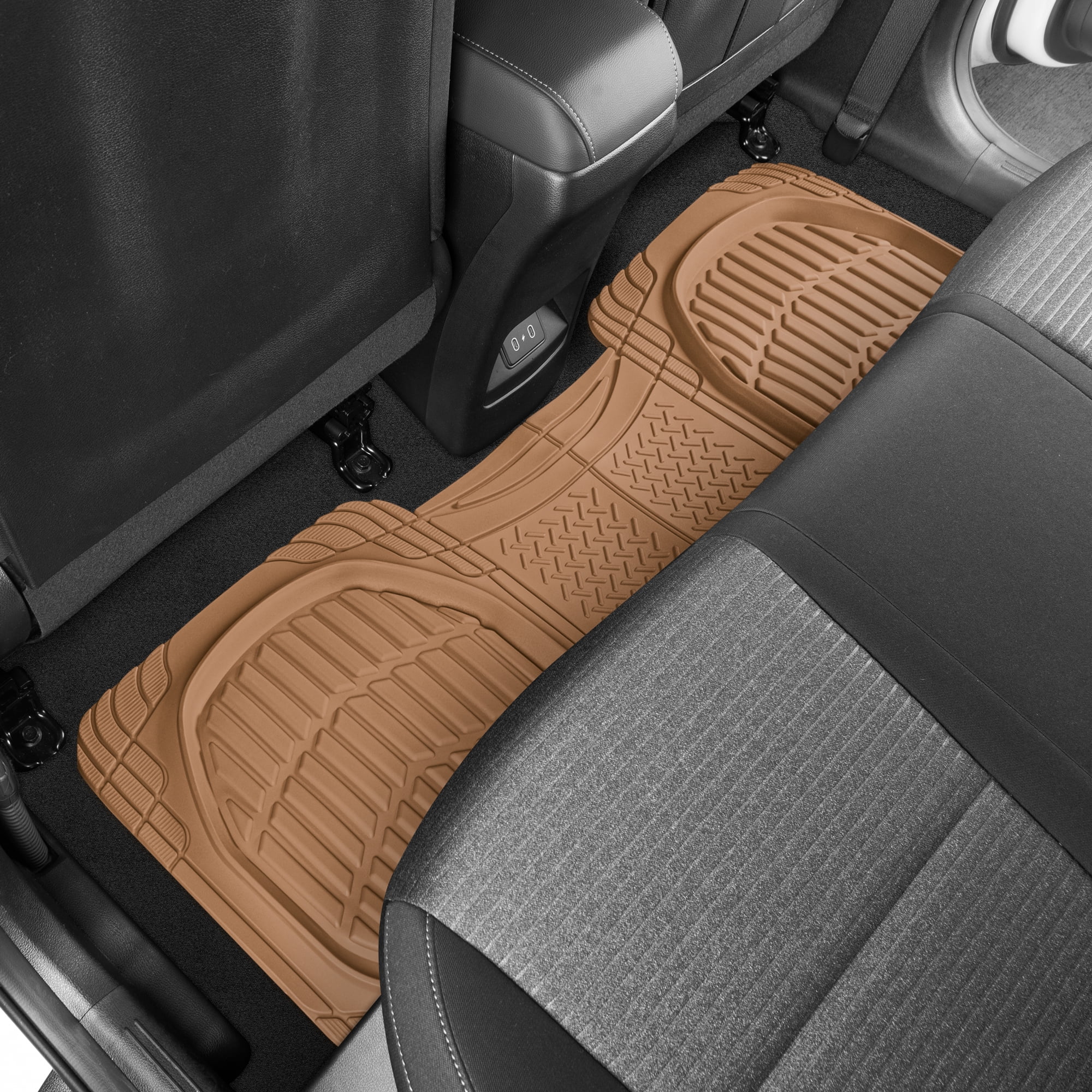 Motor Trend PRO920 Beige Premium FlexTough Deep Dish Rear Rubber Mats All-Protection Universal Design for Cars Sedan Truck SUV