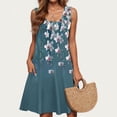 thumbnail image 5 of Viikei Women's Plus Size Maxi Dress,Summer Dresses for Women Clearance under $10,Women Casual Loose Summer Printed Dress Sleeveless V-neck Top/shirt Set Blue S, 5 of 6