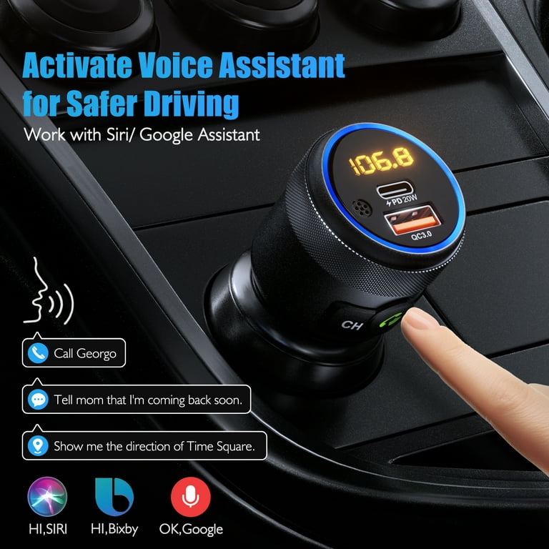 LENCENT FM Transmitter Wireless Bluetooth 5.0 Handsfree Car Kit Audio MP3  Player With Type-C PD 20W+ QC3.0 Fast USB FM Modulator - AliExpress