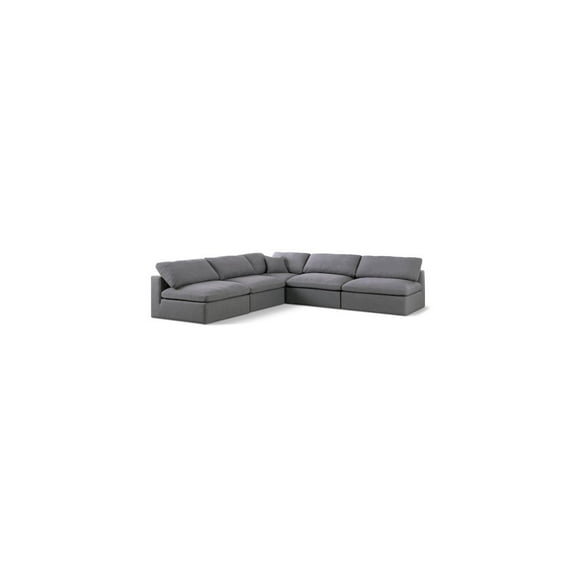 Meridian Furniture Serene Gray Durable Linen Fabric Modular Sectional