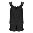 thumbnail image 6 of Helii Women's 2 Piece Pajama Set Cute Ruffle Trim Sleeveless Tank Top and Shorts Soft Lightweight Breathable Sleepwear Loungewear Shorts Set for Summer Sleeping Casual Lounge Solid Color, 6 of 8