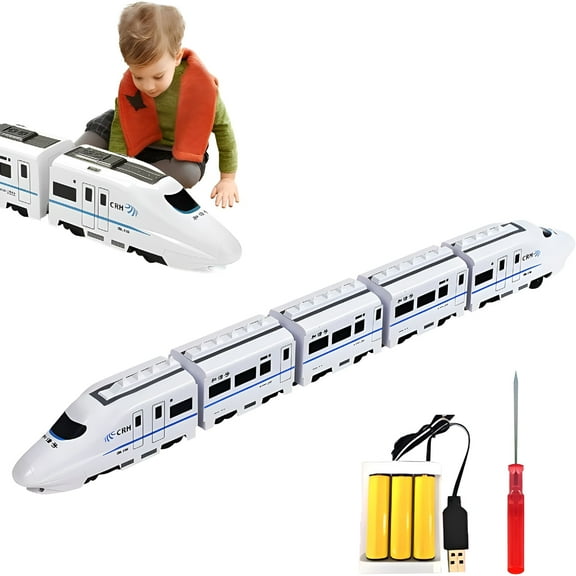 BESTSKY Electric Universal Simulation High Speed Railway Train Toy,Battery Operated Train Toy,Freely Assembled High Speed Train Kids Toy Car,Early Education Toy for Boys (4 Carriages)