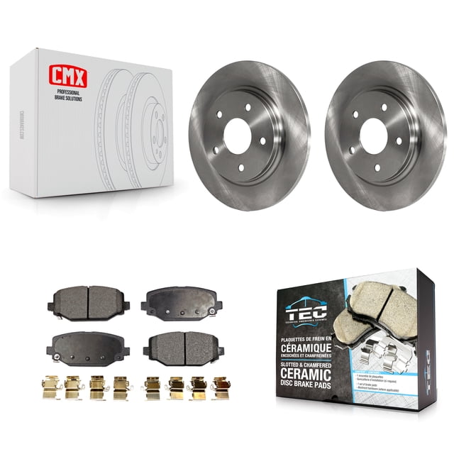 Transit Auto Rear Disc Brake Rotors and Ceramic Pads Kit for Car 2017-2018 Dodge Grand Caravan with Single Piston Front Caliper K8T-101795