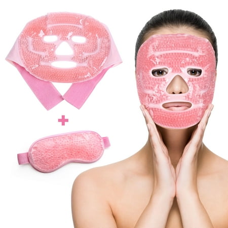 Ice Mask, Gel Eye Face Mask, Hot Cold Therapy for Migraines, Headache, Stress, Sinus Pain, Puffy Eyes, Dark Circles, Skin Care, Soft Fabric, Reusable,