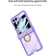 thumbnail image 3 of Built-in Screen Protector Case for Samsung Galaxy Z Flip 5 5G,with Ring Kickstand Holder Shockproof 4 Corners Airbag Transparent Slim Flip5 Cover (Purple), 3 of 12