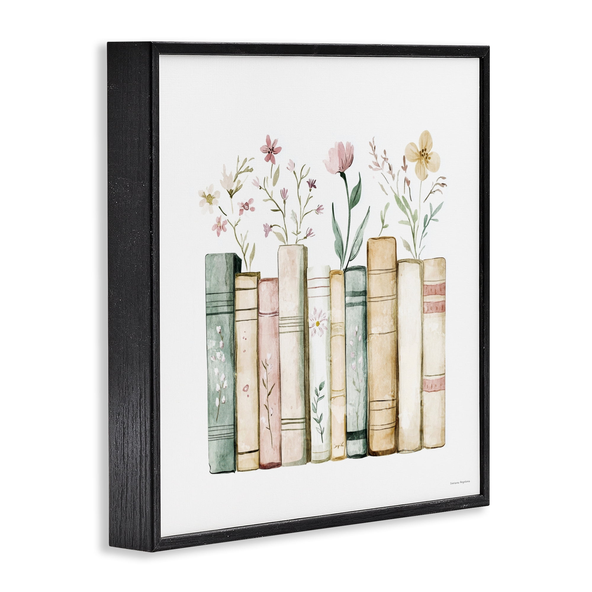 Stupell Industries Floral Stories Library Black Framed Giclee Art, design by Svetlana Aleynikova