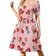 thumbnail image 1 of Vestido de manga corta con estampado de San Valentín vintage, elegante vestido de fiesta para mujer., 1 of 8
