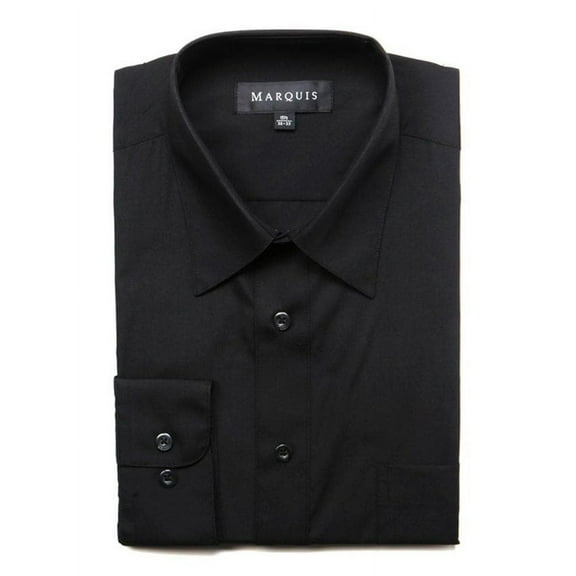 Marquis Mens Classic Fit Solid Black Cotton Blend Dress Shirt